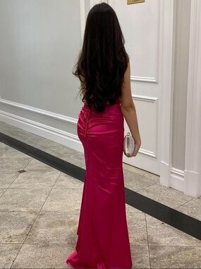 Hot Pink Satin Evening Gown